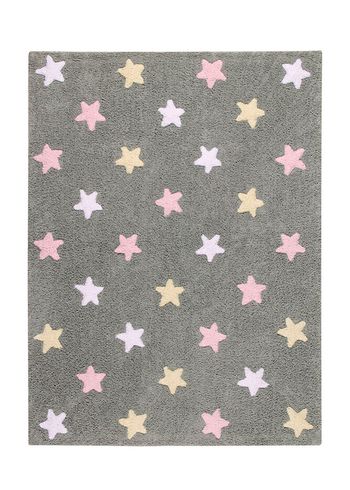 Lorena Canals - Barnens matta - Washable Rug Tricolor Stars - Grey / Pink