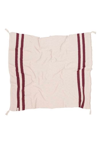 Lorena Canals - Filt - Washable Knitted Blanket Stripes Natural - Burgundy
