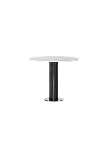 Louise Roe - Dining Table - Roundabout White Table - White Marble With Green Base