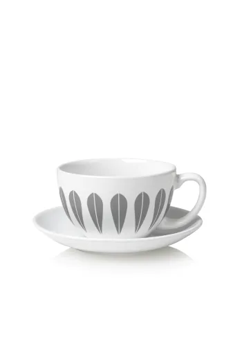 Lucie Kaas - Copia - Lotus Tea Cup And Saucer - Grey Pattern