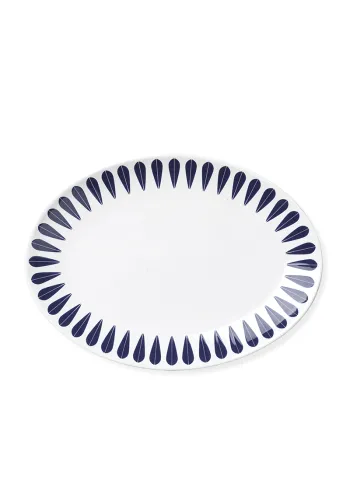 Lucie Kaas - Plate - Serving Platters Lotus - Dark Blue Pattern - Large