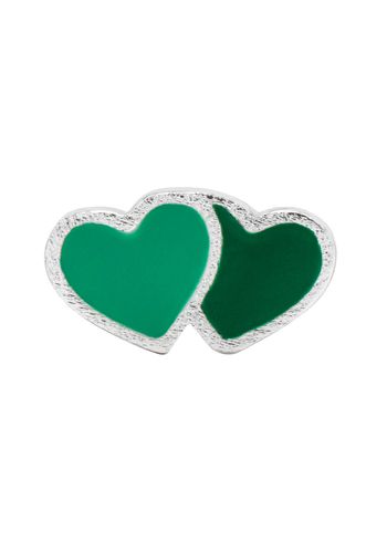 LULU Copenhagen - Ohrring - 2Hearts - Silver/Green/Light Green