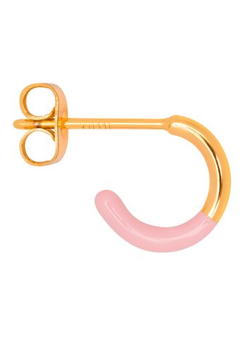 LULU Copenhagen - Earring - Color Hoop Half Dip - Gold/Light pink