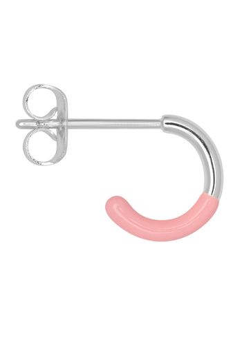 LULU Copenhagen - Pendiente - Color Hoop Half Dip - Silver/Light pink