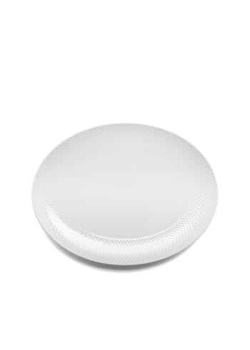 Lyngby Porcelain - Fad - Rhombe Ovalt serveringsfad 35x26,5 cm - Hvid