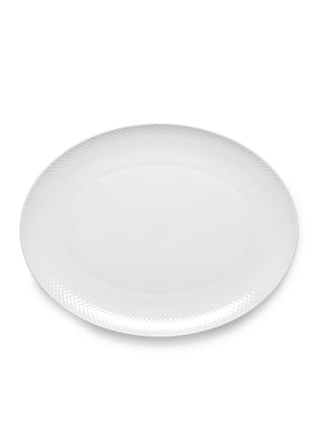 Lyngby Porcelain - Fad - Rhombe Ovalt serveringsfad 42x32 cm - Hvid