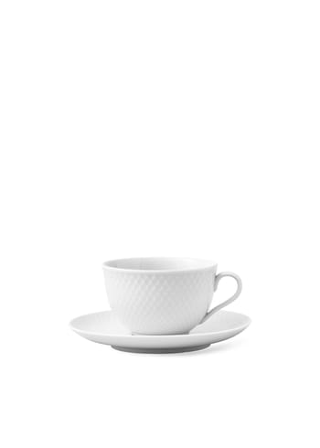 Lyngby Porcelain - Kopp - Rhombe Tea cup with saucer 22 cl - White