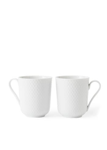 Lyngby Porcelain - Mugg - Rhombe cup with handle 33 cl 2 pcs. - White