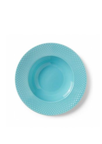 Lyngby Porcelain - Plaat - Rhombe Deep Plate Ø24,5 cm - Turquoise