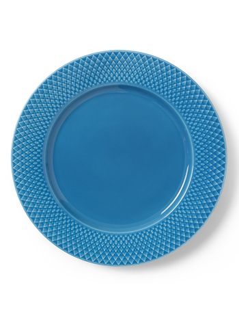 Lyngby Porcelain - Plate - Rhombe Dinner Plate Ø27 cm - Blue