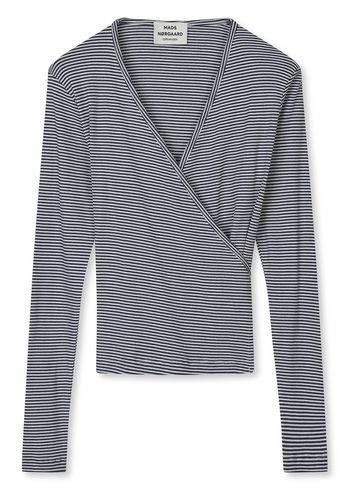 Mads Nørgaard - Blouse - 2x2 Cotton Stripe Susi Ls Top - Parisian Night/Vanilla Ice