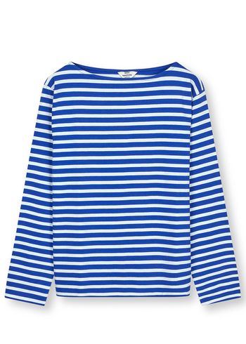 Mads Nørgaard - Blouse - Soft Single Silke Tee LS - Bluing/White Alyssum