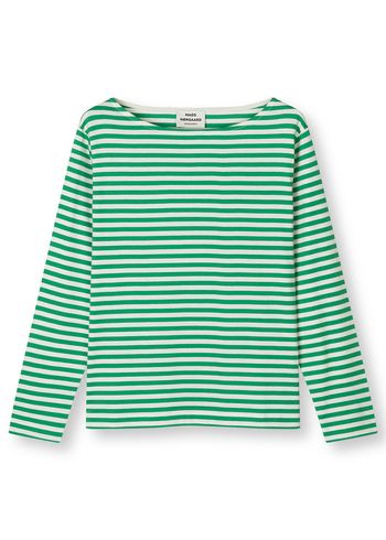 Mads Nørgaard - Bluse - Soft Single Silke Tee LS - Bright Green/Snow White