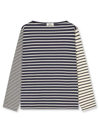 Mads Nørgaard - Blusa - Soft Single Silke Tee LS - Parisian Night/Vanilla Ice Blo