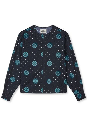 Mads Nørgaard - Børnepynt - Leo Twill Frey Shirt Aop - Pixel Flower Dot Aop/Black