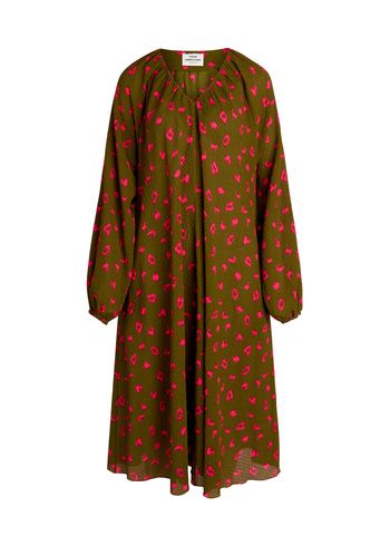 Mads Nørgaard - Sukienka - Bumpy Flower Bellini Dress - Brushed Dot AOP Fir Green