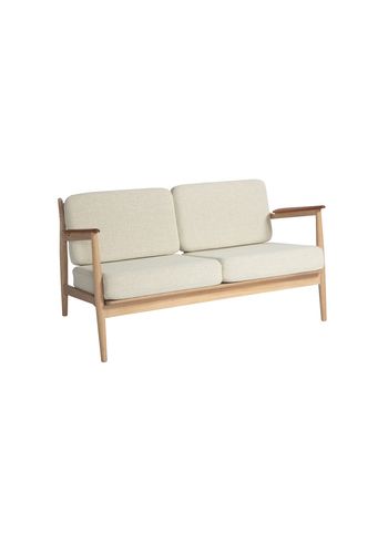 Magnus Olesen - 2 Person Sofa - Model 107 2-Seater - Frame: White oiled oak / Armrests: Oiled teak / Cushions: Coda 103 white