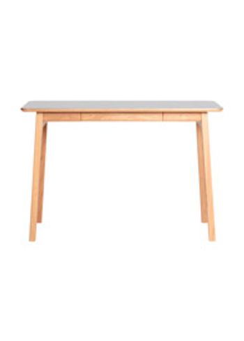Magnus Olesen - Skrivbord - Freya Desk - Frame: Lacquered oak / Tabletop: Beige grey linoleum 4175 w/lacquered oak edge