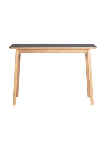 Magnus Olesen - Escritório - Freya Desk - Frame: Lacquered oak / Tabletop: Black linoleum 4023 w/lacquered oak edge