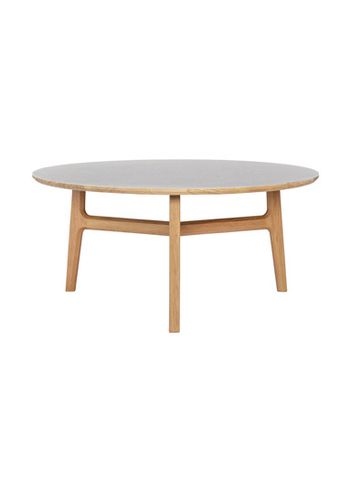 Magnus Olesen - Soffbord - Freya Coffee Table - Frame: Lacquered oak / Tabletop: Grey linoleum w/oak edge - Ø85