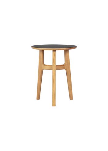 Magnus Olesen - Soffbord - Freya Coffee Table - Frame: Lacquered oak / Tabletop: Black linoleum w/oak edge - Ø40