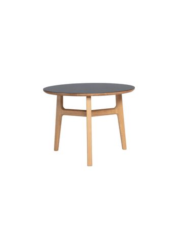 Magnus Olesen - Soffbord - Freya Coffee Table - Frame: Lacquered oak / Tabletop: Black linoleum w/oak edge - Ø60