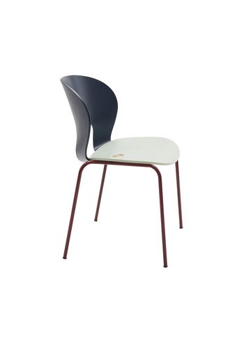 Magnus Olesen - Chaise à manger - Ø Chair - Frame: Bordeaux / Seat: Mint / Screw: Brass / Back: Dark Blue