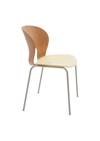 Magnus Olesen - Ruokailutuoli - Ø Chair - Frame: Grey / Seat: Light Yellow / Screw: Grey / Back: Lacquered Oak
