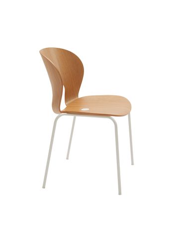 Magnus Olesen - Chaise à manger - Ø Chair - Frame: White / Seat: Lacquered Oak / Screw: White / Back: Lacquered Oak