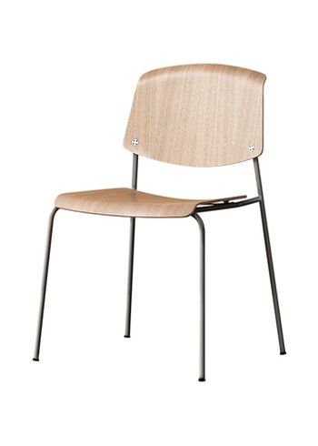 Magnus Olesen - Ruokailutuoli - Pause - Frame: Grey Lacquered Steel / Seat & Back: Lacquered Oak