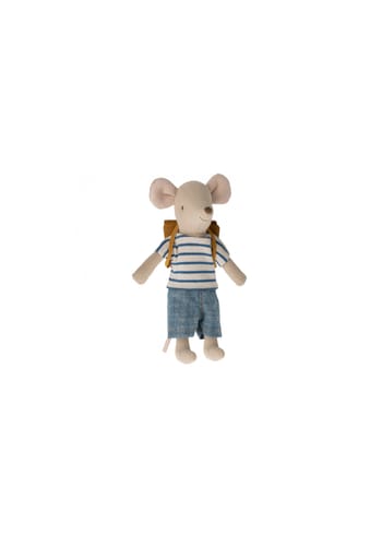 Maileg - Stuffed Animal - Bicycle Mouse - Big Brother With Bag - Yellow
