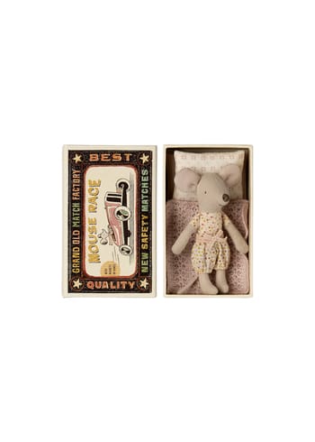 Maileg - Stuffed Animal - Little brother/sister mouse in matchbox - Little sister mouse