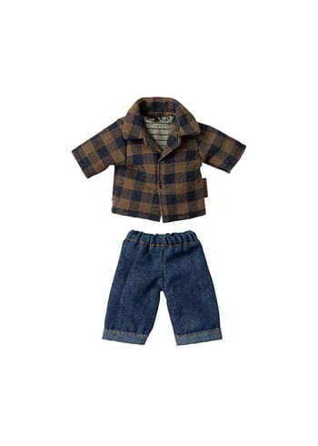 Maileg - Accesorios para muñecas - Brown Checked Shirt And Pants - Dad Mouse - Dad