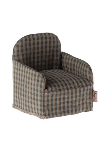 Maileg - Poppen accessoires - Chair Stripe, Mouse - Green checker