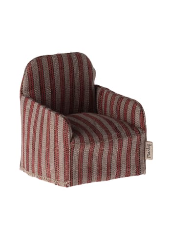 Maileg - Příslušenství pro panenky - Chair Stripe, Mouse - Red