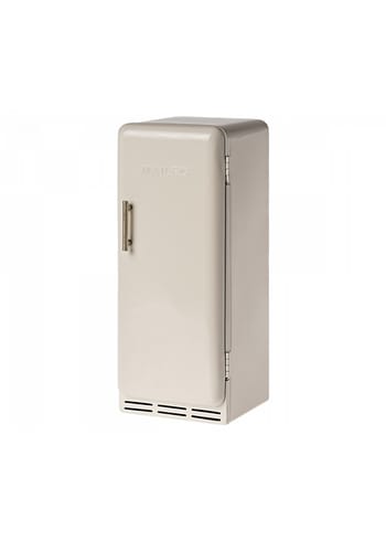 Maileg - Tillbehör till dockor - Miniature fridge - Raw white - Metal