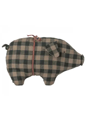 Maileg - Joulukoristeet - Pig, Small - Green check
