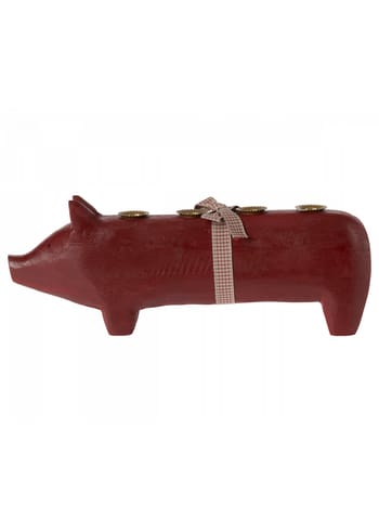 Maileg - Décorations de Noël - Wooden Pig - Red