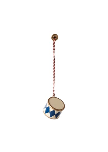 Maileg - Adornos para el árbol de Navidad - Metal Ornament - Dark Blue - Small drum