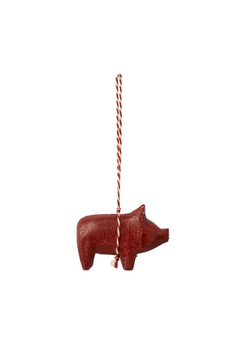 Maileg - Décorations de l'arbre de Noël - Wooden ornament, Pig - Red