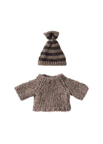 Maileg - Kortin haltija - Knitted Sweater And Hat, Big Brother Mouse - Big Brother Mouse