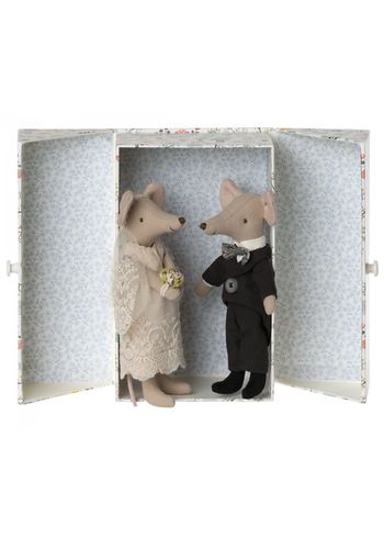 Maileg - Speelgoed - Bride And Groom In Box - Mouse - Blue