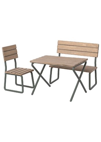 Maileg - Giocattoli - Garden Set - Table With Chair And Bench - Mouse - Wood