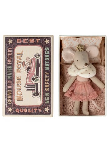 Maileg - Toys - Princess mouse, Little sister in matchbox, soft pink - Soft