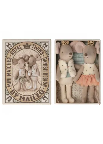 Maileg - Brinquedos - Royal twins mice, Little sister and brother in box - Mouse