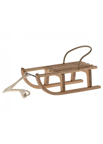 Maileg - Příslušenství pro panenky - Wood Sled, Mouse - Wood