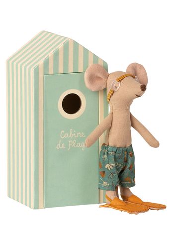 Maileg - Toys - Beach mice - Big brother in Cabin de Plage - Blue/White/Green/Sand/Orange