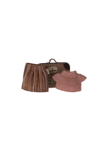 Maileg - Legetøj - Strikket bluse og nederdel i kuffert - Rosa