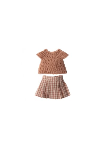 Maileg - Juguetes - Knitted shirt and skirt, Size 3 - Rose