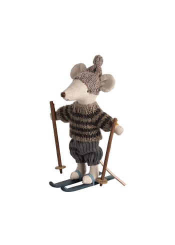 Maileg - Toys - Winter mouse with ski set - Big Brother Grey